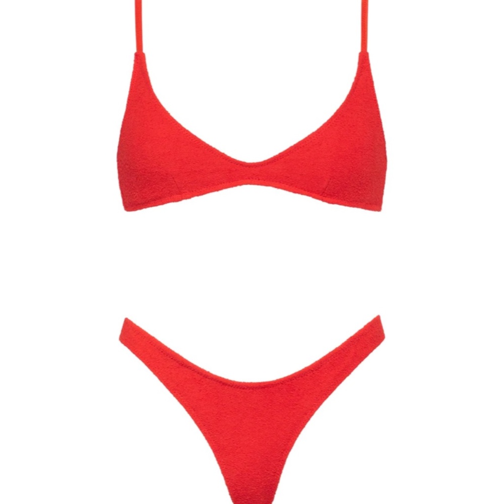 MAIA - CERISE TERRY TRIANGL SWIMSUIT SET.